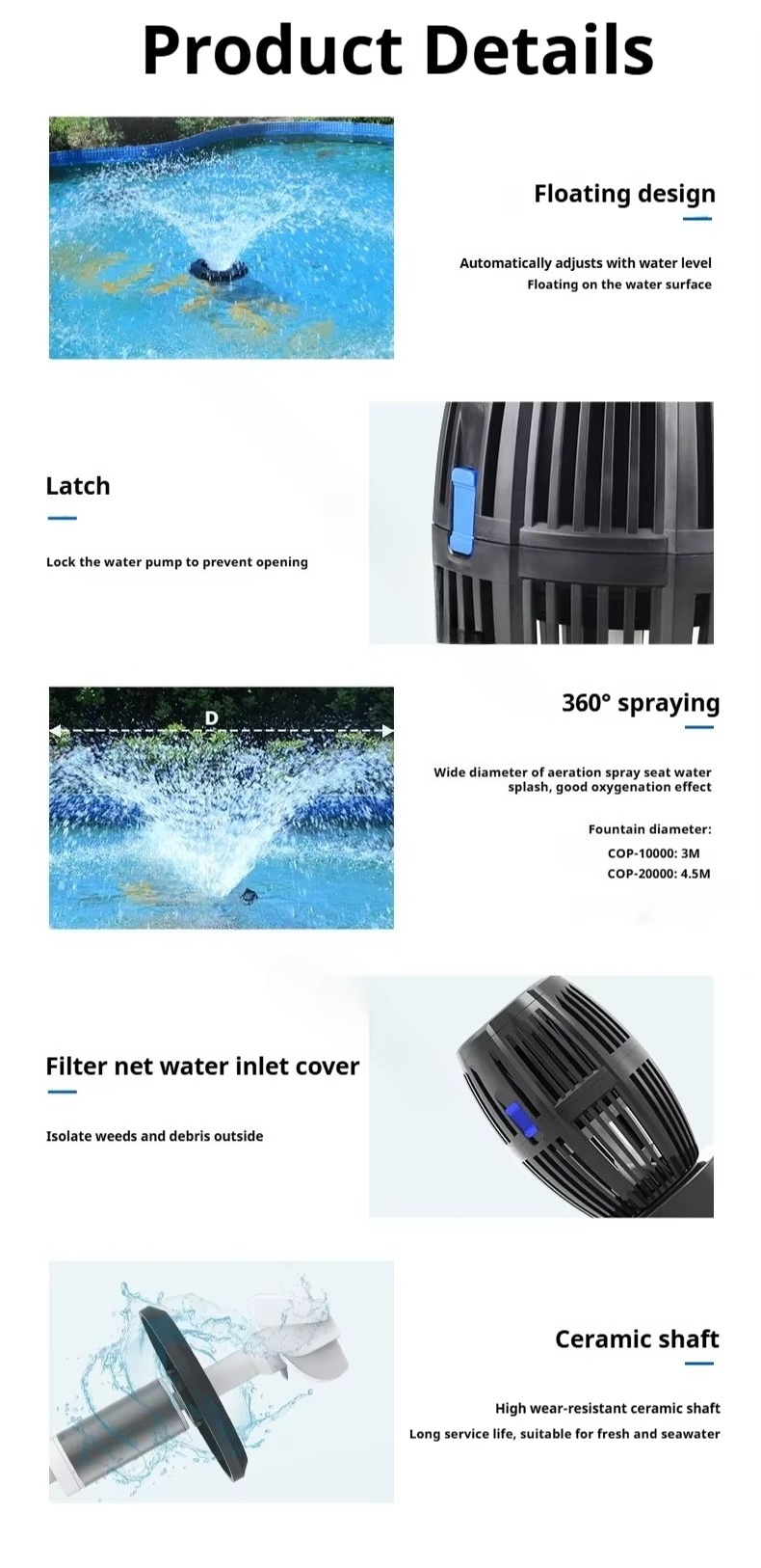 10000L/h Floating Fountain Pum - Farm Pond Liner review and price